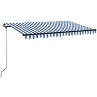 VidaXL Markise manuell einziehbar 450 x 350 cm blau