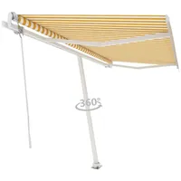 VidaXL Standmarkise Automatisch 400x350 cm Gelb/Weiß