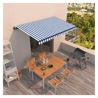 VidaXL Automatisch Gelenkarmmarkise 400 x 350 cm blau/weiß 3069186