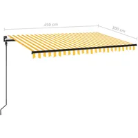 VidaXL LED Gelenkarmmarkise 450 x 300 cm gelb/weiß 3069123