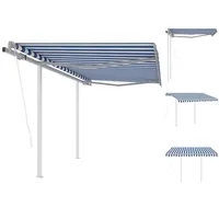 VidaXL Automatisch Gelenkarmmarkise 350 x 250 cm blau/weiß inkl.