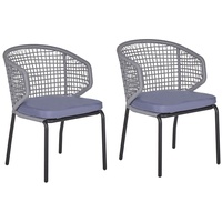 Beliani Gartenstuhl 2er Set Schwarz u. Grau Aluminiumgestell mit