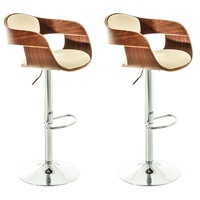 CLP 2er Set Barhocker Kingston Kunstleder walnuss/creme
