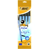 BIC Cristal Soft 0.45mm Kugelschreiber schwarz/transparent, 4er-Pack (918526)