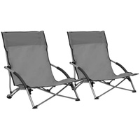 VidaXL Klappbare Strandstühle 2 Stk. Grau Stoff