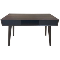 Svita RETRO Schreibtisch Nussbaum-Optik schwarze Schubladen Dunkelbraun