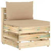 VidaXL Modulares Mittelsofa mit Kissen Grün Imprägniertes Holz