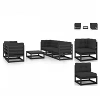 VidaXL Modell 48 Loungeset Kiefer schwarz