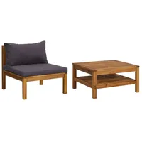 VidaXL Garten-Sofagarnitur 2-tlg. akazienholz dunkelgrau