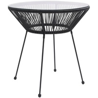 VidaXL Garten-Esstisch Schwarz Ø70x74 cm Rattan und Glas