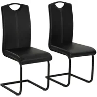 VidaXL Freischwinger Kunstleder schwarz 2er Set