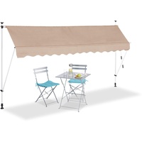 Relaxdays Klemmmarkise beige 350,0 x 120,0 cm