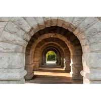 Papermoon Fototapete PAPERMOON "TUNNEL-STEINWAND STEINMAUER STEINE STRUKTUR ALLEE DEKO",