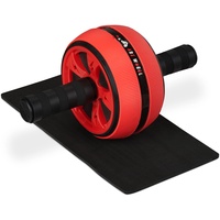 Relaxdays Bauchtrainer für Zuhause, Damen & Herren, rutschfest, Fitnessrolle