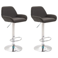 CLP 2er Set Barhocker Braga Stoff dunkelgrau chrom
