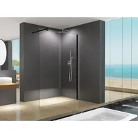 Buylando LiLy 40x200 cm Walk in Duschwand Klarglas Schwarz