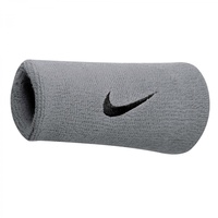 Nike Swoosh Doublewide WRISTBANDS matte silver/black,