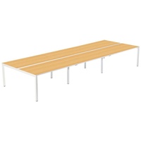 Paperflow easyDesk Doppelschreibtisch buche rechteckig, 4-Fuß-Gestell weiß 360,0 x