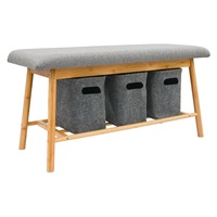 Dune Design Nordic Sitzbank mit 3 Filzkörben 90x34x44 Bambus