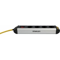 Stanley Steckdosenleiste 4-fach 2m mit Schalter, Aluminiumgehäuse, schwarz