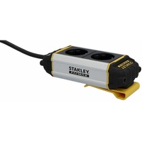Stanley Steckdosenleiste 2-fach 5m mit Befestigungsclip, schwarz