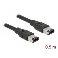 DeLock 83273 0.5m Schwarz - Firewire-Kabel (400) Mbit/s, Schwarz)