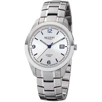 REGENT Herren Uhr F-1194 Metall Quarz Armbanduhr silber D2URF1194