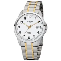 REGENT Herren-Armbanduhr silber gold Analog F-1014 Edelstahl-Armband D2URF1014 -
