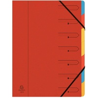 Exacompta Ordnungsmappe 54075E, A4 aus Karton, rot, 7 Fächer