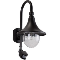 LINDBY Außenwandleuchte Daphne, schwarz, Sensor, Metall, E27 - Schwarz,