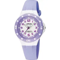 Lorus RRX51CX9 34 mm Edelstahlgehäuse Lila Urethanarmband Weiß