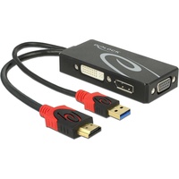 DeLock HDMI Stecker auf VGA/DVI/DisplayPort Buchse Adapter Schwarz
