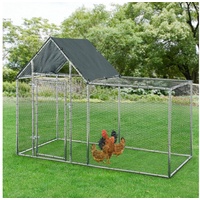 Pro.tec Freilaufgehege 'Arguin' mit Überdachung 200x100x100-150cm Stahl