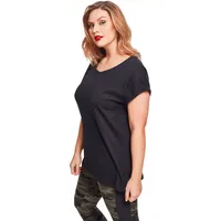 URBAN CLASSICS Ladies Extended Shoulder Tee - schwarz -