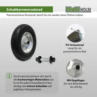 Baumarktplus Schubkarrenrad Vollgummi Pannensicher 4.80/4.00-8 mit Achse PU Stahlfelge