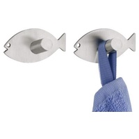 Wenko Wandhaken Fisch, 2er Set selbstklebend, Edelstahl rostfrei, 4466040100