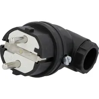 Unitec Schutzkontakt-Stecker Vollgummi gewinkelt, schwarz