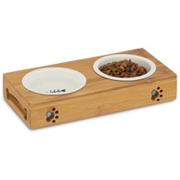 Relaxdays Futterstation Hunde/Katzen braun 29,5 x 14,0 x 5,5