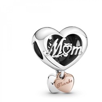 Pandora Dankeschön Mum Herz Charm aus Sterling-Silber und 14
