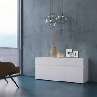 Home Affaire Rimini Lowboard 134,9 cm Weiß Kunststoff/Metall/Spanplatte/Holzwerkstoff