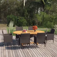 VidaXL Polyrattan Garten-Essgruppe 7-tlg. braun 3070754
