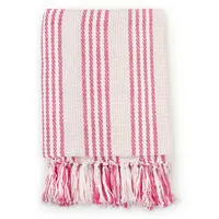 VidaXL Überwurf Baumwolle Streifen 160x210 cm Rosa und Weiß
