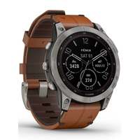 Garmin Fenix 7 Sapphire Solar Titanium Titan mit braunem