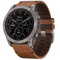 Garmin Fenix 7X Sapphire Solar titanium Titan mit braunem