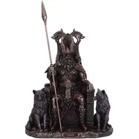 Nemesis Now Bronzefigur Odin Alle Vater Wölfe und Thron,