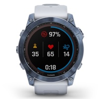 Garmin Fenix 7X Sapphire Solar blaues DLC-Titan mit steinweissem