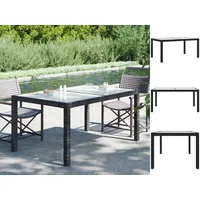 VidaXL Gartentisch 150x90x75 cm Gehärtetes Glas Poly Rattan Schwarz