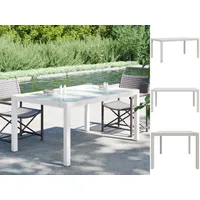 VidaXL Gartentisch 150x90x75 cm Gehärtetes Glas Poly Rattan Weiß
