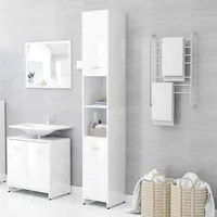 VidaXL Badezimmerschrank Hochglanz-Weiß 30x30x183,5 cm Holzwerkstoff