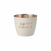 Giftcompany Madras Windlicht M, Happy Birthday weiß/Gold